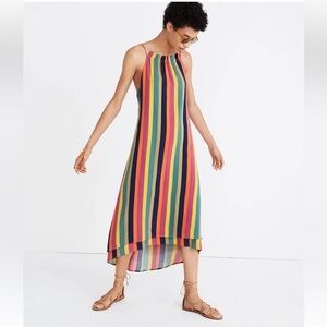 Madewell x Tavik Rainbow Lucca Stripe Slip Dress Hi Low Maxi Boho Beachy Medium